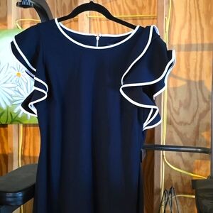 Tommy Hilfiger Dress Womens 16 Flutter Sleeve Classic Workwear Nautical Preppy